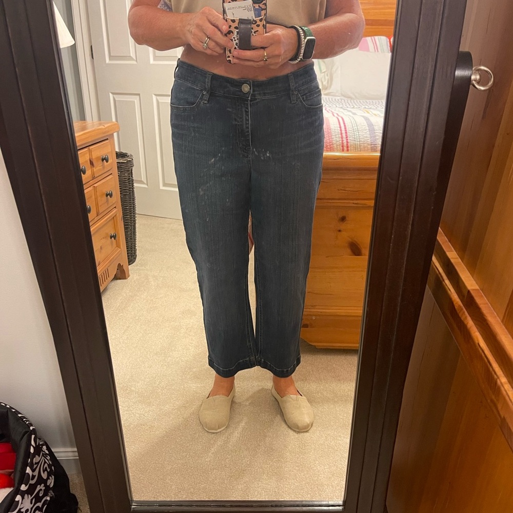 Gap 1969 women’s 31/12 high rise cropped straight jeans darkerwash denim cropped